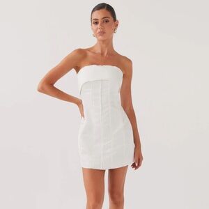 Peppermayo White Strapless Mini Dress